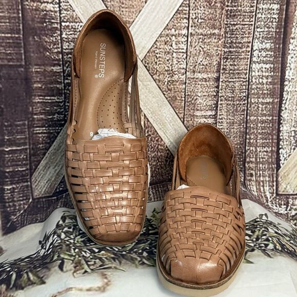 Sunsteps Venetian womens Tan Hand Woven Leather Huarache Sandals 8 Brown classic - Picture 6 of 16